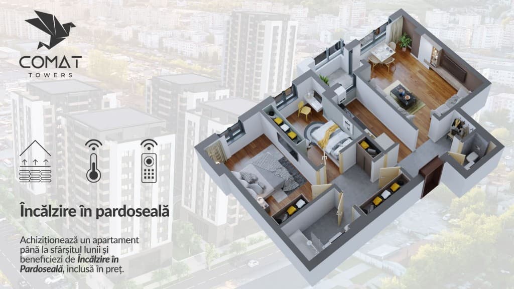 Plan apartament cu încălzire în pardoseală